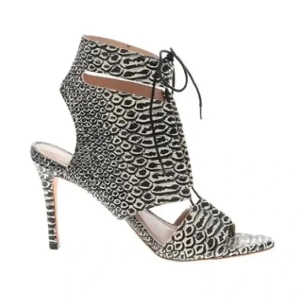 Loeffler Randall Scarlet Lace Up Sandals Bootie Womens 8.5 Black Leather Shoes - Picture 13 of 13